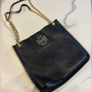 Tory Burch, over the shoulder and crossbody black leather purse